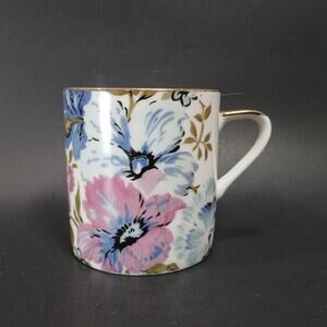 Vtg Norcrest Fine China Floral Blooms Mug Cup with Gold Trim, Shabby Chic Decor